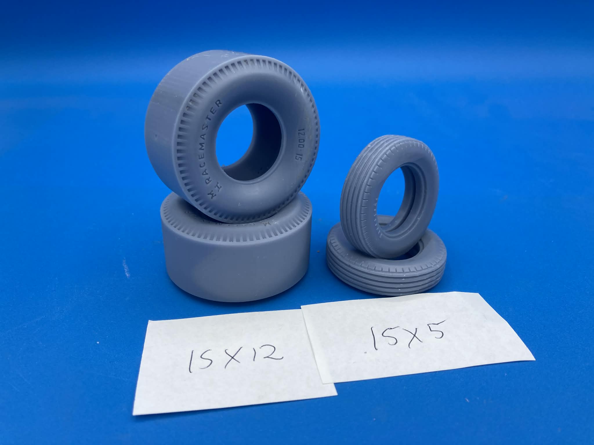 MnH RaceMaster 15x12 pie crust slicks With Firestone Hot Rod Dirt Trac ...