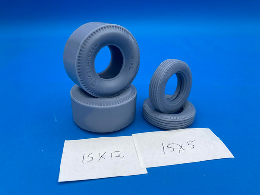 MnH RaceMaster 15x12 pie crust slicks With Firestone Hot Rod Dirt Track 15x5 tires