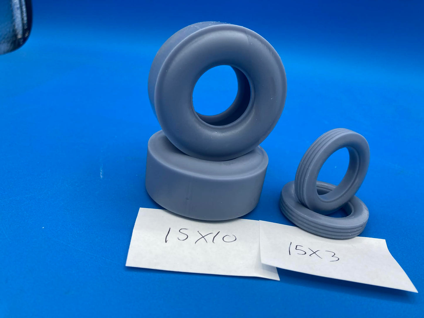 15x10 racing drag slick with 15x3 ribbed front runners